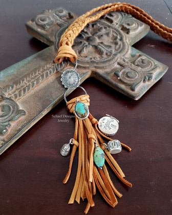 Schaef Designs Tassel Charm Braided Leather Necklace | Arizona