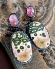 Schaef Designs Ocean Jasper Tourmaline in Black Sterling Silver Earrings | Arizona 