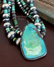 Schaef Designs Small Black Silver turquoise pendant | Arizona