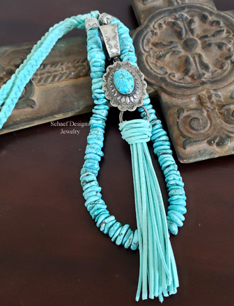 Schaef Designs Turquoise Concho Tassel Pendant | Arizona 