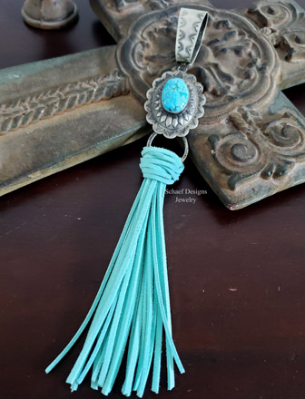 Schaef Designs Turquoise Concho Tassel Pendant | Arizona 