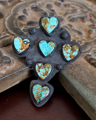   Schaef Designs Turquoise Heart Black Silver Cross Pendant | Arizona 