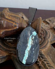 Schaef Designs turquoise ribbon black silver pendant | Arizona 