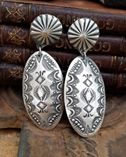  Vince Platero Large Sterling Silver Stamped Oval Post Earrings NEW | Schaef Designs | Arizona 
