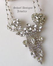 Weiss Vintage Antique Rhinestone Brooch & Champange Pearl Necklace | Online upscale artisan handcrafted jewelry boutique | Schaef Designs Vintage Brooch Jewelry | San Diego, CA 
