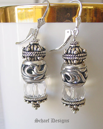 Schaef Designs clear quartz & sterling silver dangle earrings | New Mexico 