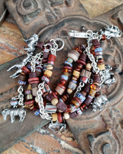 Susan Cummings African animal trade bead charm bracelet | Arizona