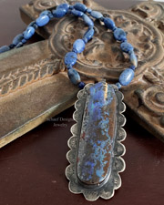 Schaef Designs Blue Boulder Opal & Sterling Silver Pendant | Arizona