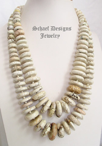 Schaef Designs white buffalo turquoise & sterling silver large disk southwestern necklace | New Mexico 