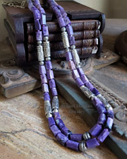  Schaef Designs Charoite & Sterling Silver Tube Bead Necklace Set Click | Arizona