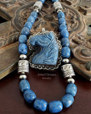 Schaef Designs denim lapis & sterling Silver horse portrait pendant | Arizona