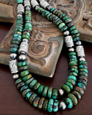  Schaef Designs Royston Turquoise Jasper & Sterling Silver Southwestern Square Cross Pendant | Arizona