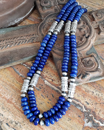  Schaef Designs Sterling denim lapis tab earrings  