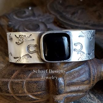 Schaef Designs Stretch Turquoise Anlter Leather Sterling Silver Set of Southwestern Stacking Bracelets | New Mexico 