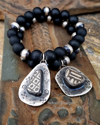 Schaef Designs Matte Onyx Anasazi Pottery Shard Stacking Bracelets Bracelet | Arizona | Arizona 