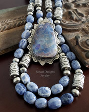 Schaef Designs Blue Boulder Opal & Sterling Silver Pendant | Arizona