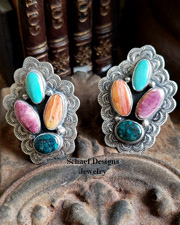 Platero Spiny Oyster shell & turquoise clip Earrings | Schaef Designs | Arizona 
