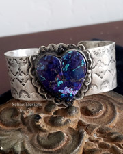 Schaef Designs Purple Turquoies & Stamped Sterling Silver Southwestern Pendant | Arizona