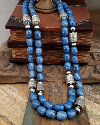 Schaef Designs Denim Lapis & Sterling Silver bead necklace set | Arizona 