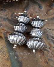 Native American sterling silver fluted bead wire earrings | Arizona 
