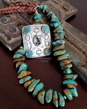 Schaef Designs Turquoise Nuggets Braided Leather & Southwestern Necklace | Arizona