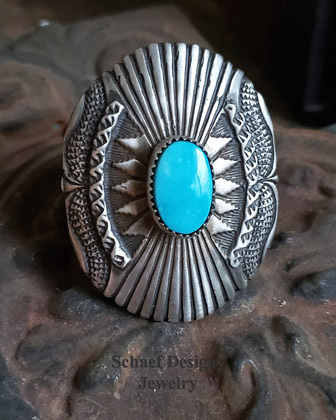 Southwestern Turquoise & Sterling Silver LARGE Concho Ring | Schaef Designs Jewelry | Arizona