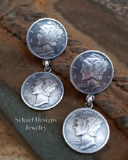 Old Coin Two Mercury Dime Post Earrings | Arizona