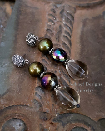 Amethyst Quartz Pearl Artisan Earrings  | New Mexico