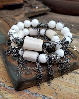 Schaef Designs Antler Shed Tahitian Pearl Coral Marcasite STRETCH Stacking Bracelet | Arizona