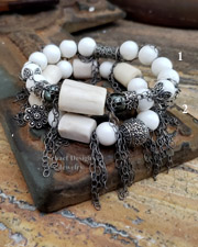 Schaef Designs Antler Tahitian Pearl Coral Marcasite Chain Stacking Bracelet | Arizona