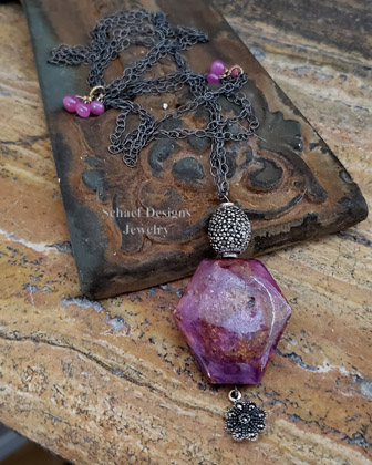 Schaef Designs black silver ruby & pink Sapphire necklace | Arizona 