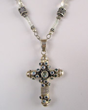 Schaef Designs Blue Topaz & Aquamarine Necklace with Blue Topaz & Silver Cross Pendant | New Mexico 