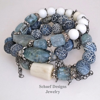 Schaef Designs Kyanite Labradorite Antler Coral Pave Marcasite Stacking Bracelets | Arizona
