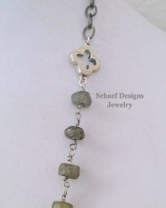 Schaef Designs hand linked sterling silver labradorite coin chain necklace | New Mexico | New Mexico 