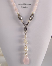 Schaef Designs Pink Chalcedony, rose quartz, white freshwater pearls & sterling silver gemstone Necklace | Arizona
