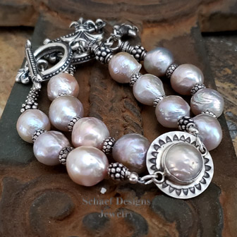  Schaef Designs pink katsumi pear & sterling silver stacking bracelets| Arizona 