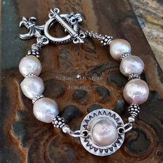  Schaef Designs pink katsumi pear & sterling silver stacking bracelets| Arizona 