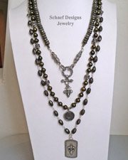  Schaef Designs Gray Pyrite Bronze Pearl & Sterling Silver Necklace Set | New Mexico
