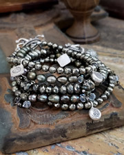  Schaef Designs Gemstone stacking bracelets pyrite, olive pearl, & sterling silver | New Mexico