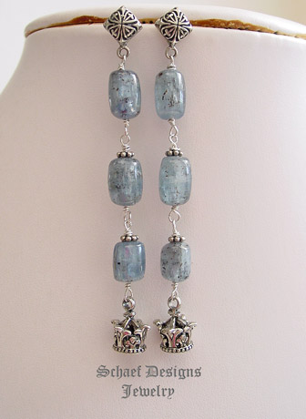  Kyanite & Sterling Silver Crown Drop Earrings by Schaef Designs | New Mexico