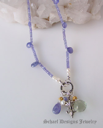 Schaef Designs tanzanite, prasiolite (green amethyst),& sterling silver short necklace | New Mexico 