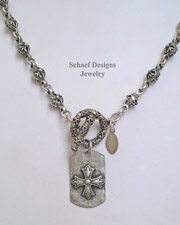 Schaef Designs Sterling Silver Rosette Tag Necklace | New Mexico