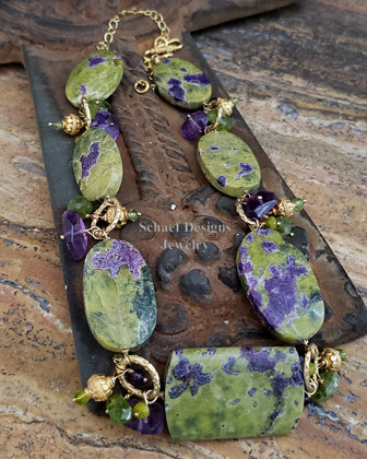  Schaef Designs Stitchtite amethyst peridot & 24kt Gold Vermeil necklace | Arizona