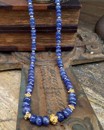 Schaef Designs Tanzanite & Solid 18kt Gold Necklace with Black Opal Clasp | Fine Jewelry | Arizona