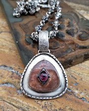 Schaef Designs Large Tourmaline & Sterling Silver Slice Gemstone Pendant | Arizona