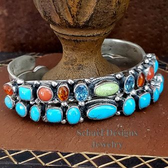 Leo Feeney Sleeping Beauty Turqoise & Sterling Silver Southwestern Row Bracelet | Schaef Designs | Arizona 