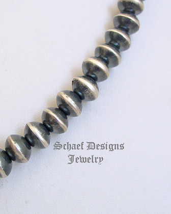  Saucer shaped sterling silver Navajo pearl necklace | Schaef Designs | New Mexico | New Mexico 