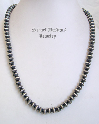  Saucer shaped sterling silver Navajo pearl necklace | Schaef Designs | New Mexico | New Mexico 