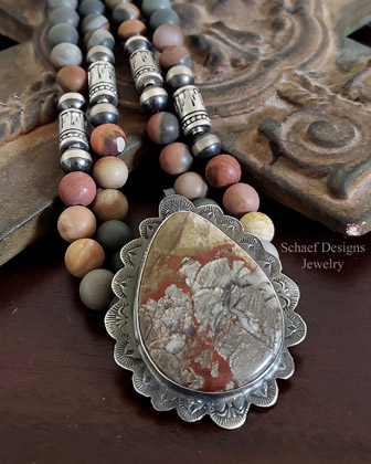  Schaef Designs Teardrop Rhyolite & Sterling Silver Pendant | Arizona 